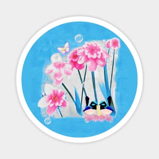 Fairy Wrens and Flowers Magnet